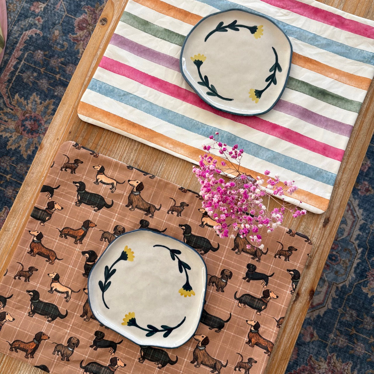 Mantel resinado reversible Verbena-Perritos